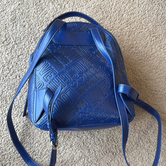 Love Moschino Blue Signature Embossed Classic Medium Backpack - Picture 2 of 13